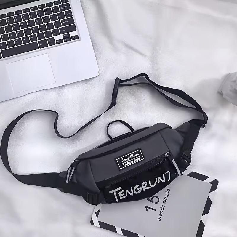 Letter Print Crossbody Bag Large Capacity Outdoor Storage Chest Bag