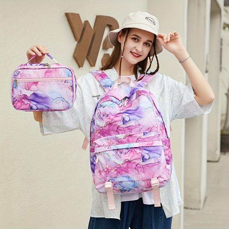 Classic Pattern Bag Sets Niche Backpack With Cosmetic Handbag