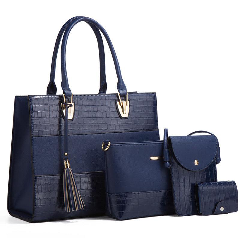 4 Pc Crocodile Pattern Bag Sets Tote Shoulder Crossbody Card Case