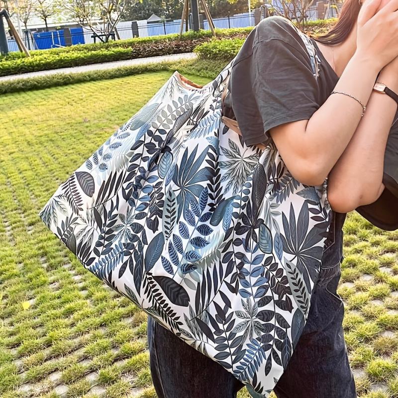 Floral Pattern Shopper Bag Large Capacity Foldable Shoulder Bag