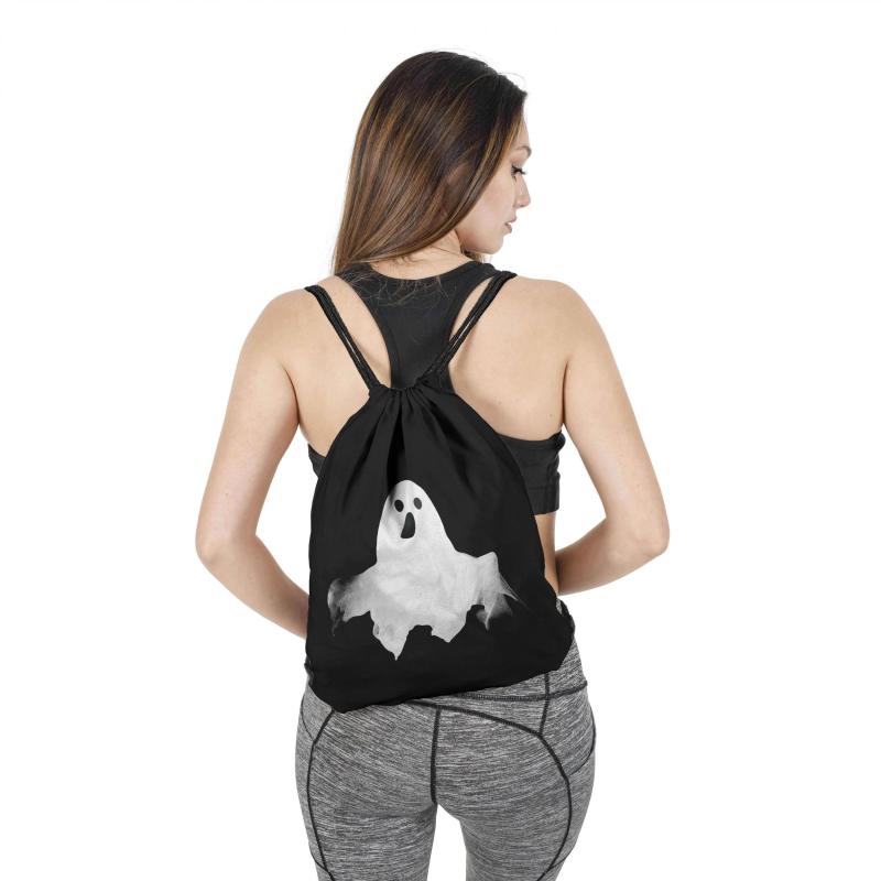 Ghost Print Drawstring Backpack Halloween Skull Bundle Pocket Lightweight