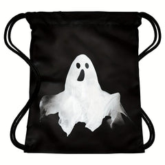 Ghost Print Drawstring Backpack Halloween Skull Bundle Pocket Lightweight