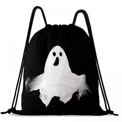 Ghost Print Drawstring Backpack Halloween Skull Bundle Pocket Lightweight