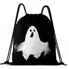 Ghost Print Drawstring Backpack Halloween Skull Bundle Pocket Lightweight