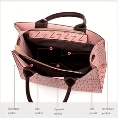 3 Pcs Vintage Letter Pattern Bag Sets Classic Tote Chain & Credit Card Case