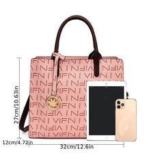 3 Pcs Vintage Letter Pattern Bag Sets Classic Tote Chain & Credit Card Case