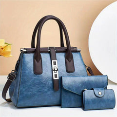 3pcs Retro Tote Bag Set Women's Shoulder Handbag With Clutch Bag