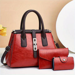 3pcs Retro Tote Bag Set Women's Shoulder Handbag With Clutch Bag