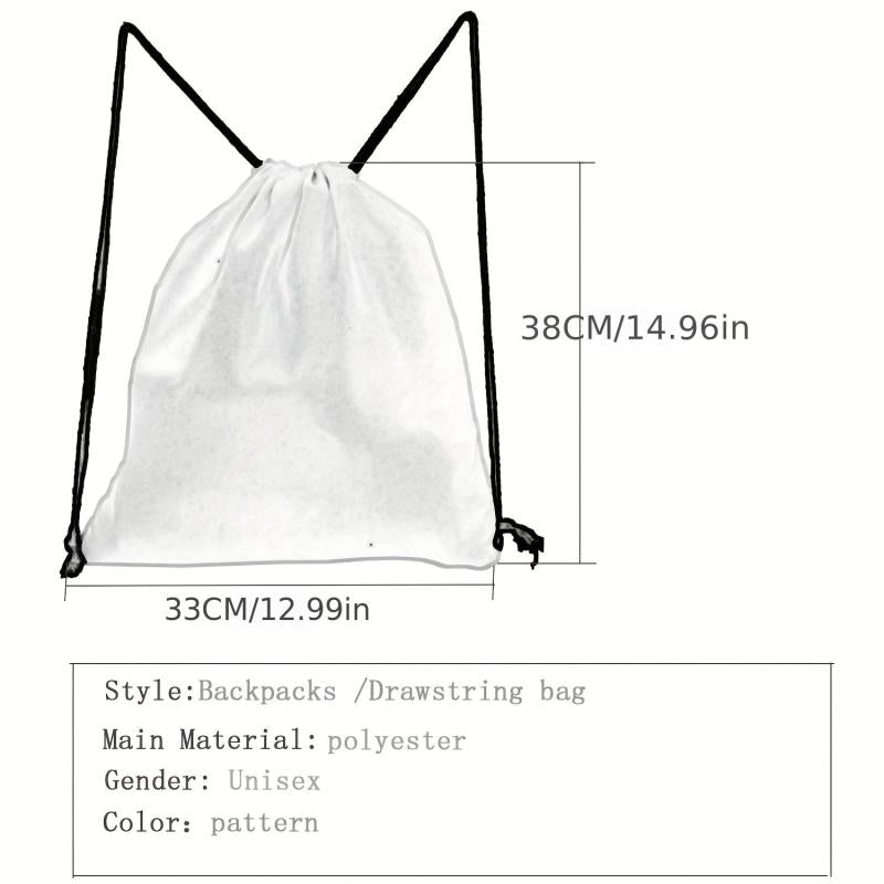 Skull Print Backpack Drawstring Sports Bag Lightweight Gym Bag