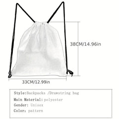 Skull Print Backpack Drawstring Sports Bag Lightweight Gym Bag
