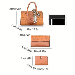 Crocodile Embossed Tote Bag Sets Classic Bags With Scarf Decor