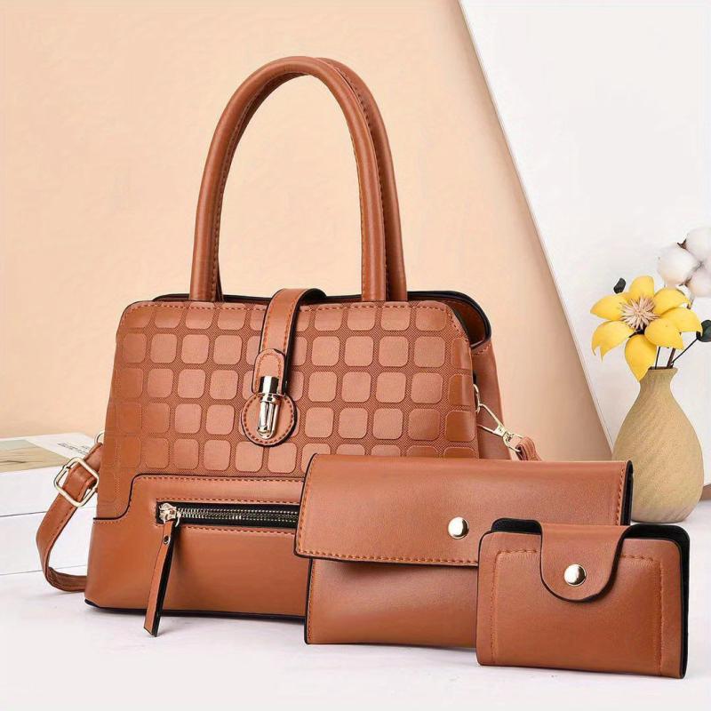 3PCS Vintage Crossbody Satchel & Handbag Set Retro Fairy Top Handle Boston Bag