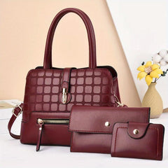 3PCS Vintage Crossbody Satchel & Handbag Set Retro Fairy Top Handle Boston Bag