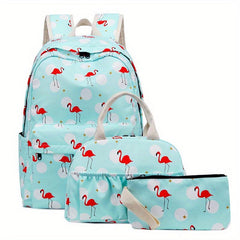 3PCS Large Capacity Preppy Backpack School Laptop BookBag Girls