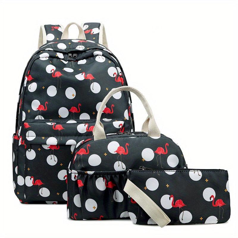 3PCS Large Capacity Preppy Backpack School Laptop BookBag Girls