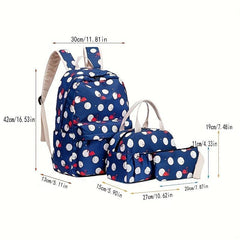 3PCS Large Capacity Preppy Backpack School Laptop BookBag Girls