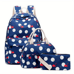 3PCS Large Capacity Preppy Backpack School Laptop BookBag Girls