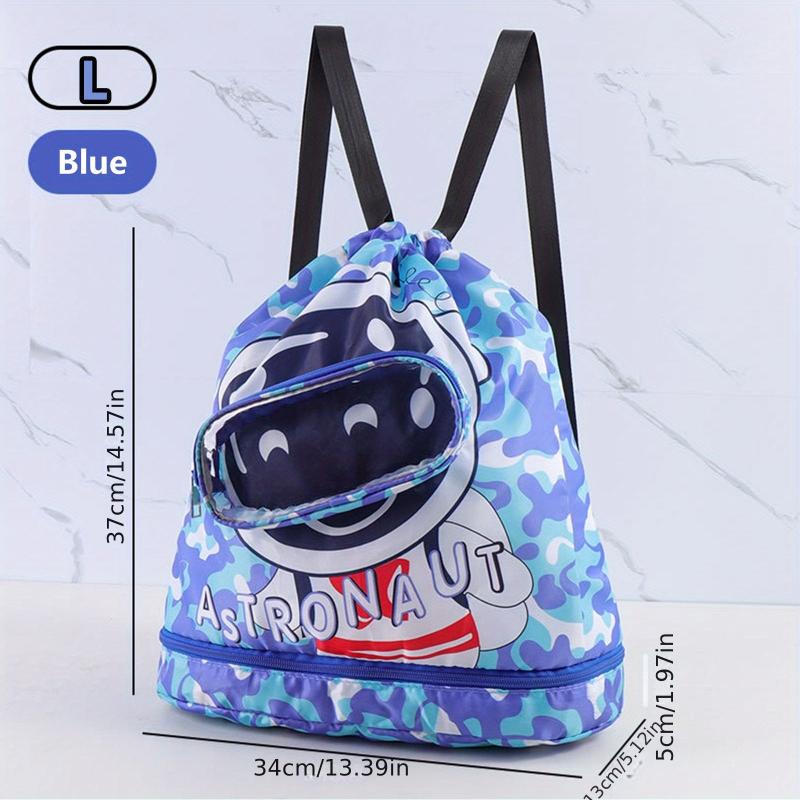 Cartoon Pattern Drawstring Backpack Lightweight Storage Rucksack