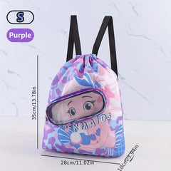 Cartoon Pattern Drawstring Backpack Lightweight Storage Rucksack