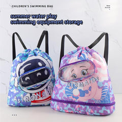 Cartoon Pattern Drawstring Backpack Lightweight Storage Rucksack