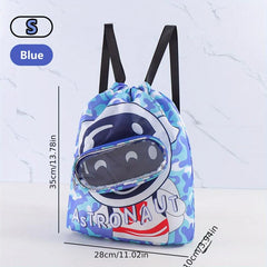 Cartoon Pattern Drawstring Backpack Lightweight Storage Rucksack