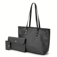3pcs Tote Bag Set PVC Large Capacity Shoulder Bag Casual Commuter Bag