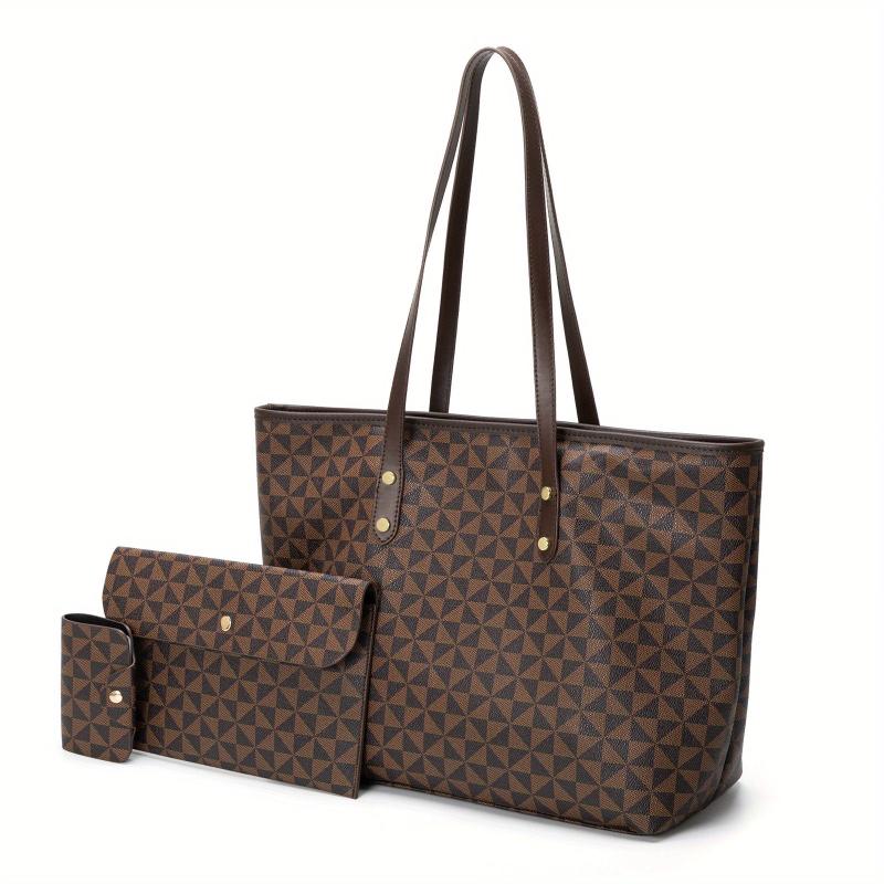 3pcs Tote Bag Set PVC Large Capacity Shoulder Bag Casual Commuter Bag