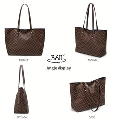 3pcs Tote Bag Set PVC Large Capacity Shoulder Bag Casual Commuter Bag