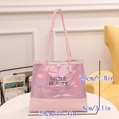 2Pc Holographic Tote Bag Set Large Handbag With Clutch Coin Purse