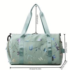 Large Capacity Laser Letter Duffle Bag Nylon Lightweight Barrel Luggage Bag