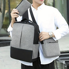 3 Pcs Colorblock Bag Sets Backpack & Crossbody Bag & Clutch Pouch School Bags