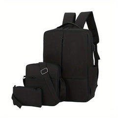 3 Pcs Colorblock Bag Sets Backpack & Crossbody Bag & Clutch Pouch School Bags