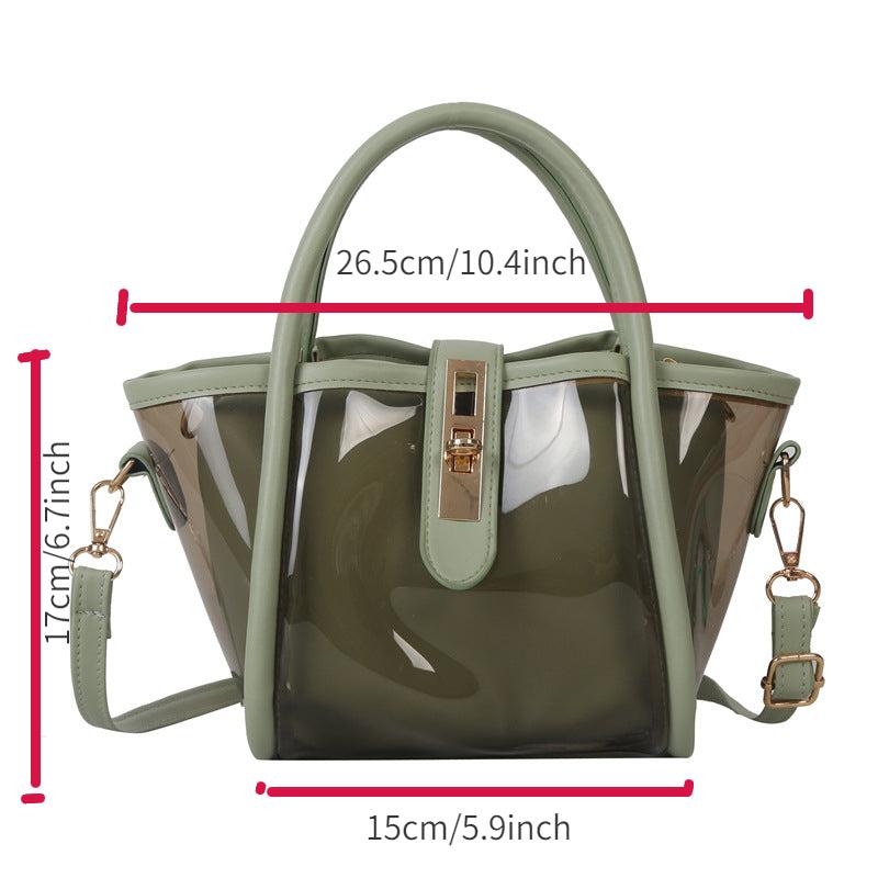 Minimalist Transparent Satchel Bag Turn Lock Handbag