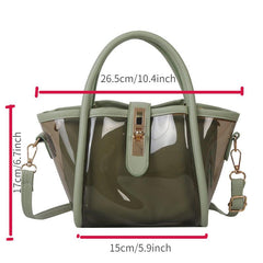 Minimalist Transparent Satchel Bag Turn Lock Handbag