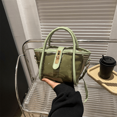 Minimalist Transparent Satchel Bag Turn Lock Handbag