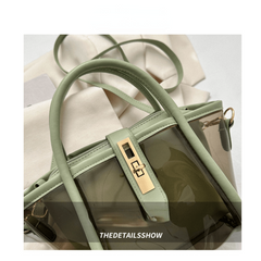 Minimalist Transparent Satchel Bag Turn Lock Handbag