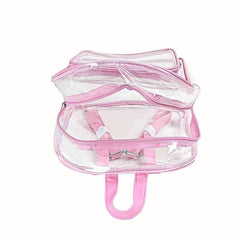 3PCS Transparent PVC Backpack Set Waterproof Jelly Pink Daypack