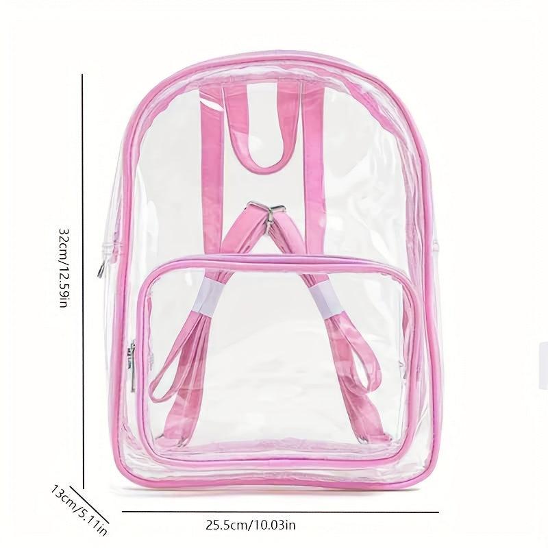 3PCS Transparent PVC Backpack Set Waterproof Jelly Pink Daypack
