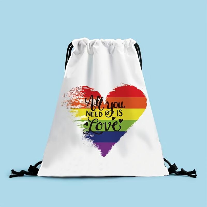 LGBT Pride Rainbow Print Drawstring Backpack