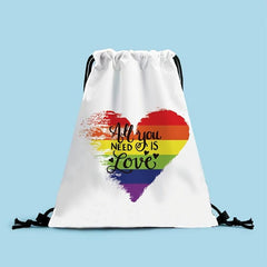 LGBT Pride Rainbow Print Drawstring Backpack