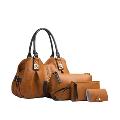 Classic Style 4pcs Set Women's Tote & Shoulder Bag & Clutch & Card Holder