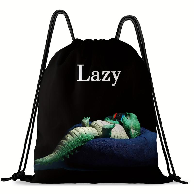 Crocodile Pattern Drawstring Bag Lightweight Sports Backpack