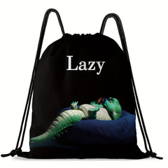 Crocodile Pattern Drawstring Bag Lightweight Sports Backpack