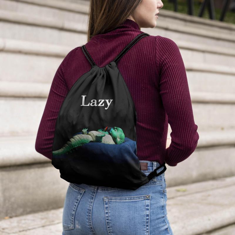 Crocodile Pattern Drawstring Bag Lightweight Sports Backpack
