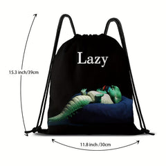 Crocodile Pattern Drawstring Bag Lightweight Sports Backpack