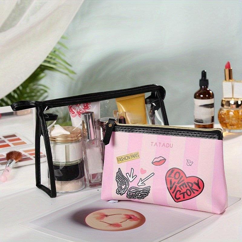Transparent Handheld Cosmetic Bag With Inner Bag Set