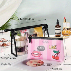 Transparent Handheld Cosmetic Bag With Inner Bag Set