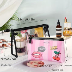 Transparent Handheld Cosmetic Bag With Inner Bag Set