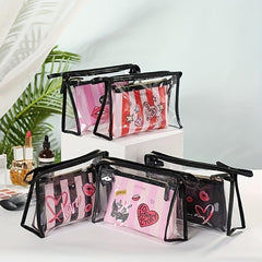 Transparent Handheld Cosmetic Bag With Inner Bag Set