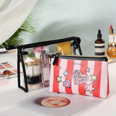 Transparent Handheld Cosmetic Bag With Inner Bag Set